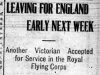 "Leaving for England Early Next Week"