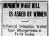 "Minimum Wage Bill is Asked by Women"