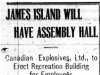 "James Island Will Have Assembly Hall"