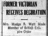 "Former Victorian Receives Decoration"