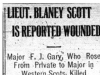 "Lieut. Blayney Scott is Reported Wounded"