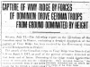 "Capture of Vimy Ridge by Forces of Dominion Drove German Troops From Ground Dominated by Height"