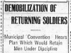 "Demobilizing of Returned Soldiers"
