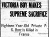"Victoria Boy Makes Supreme Sacrifice"