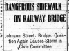 "Dangerous Sidewalk on Railway Bridge"