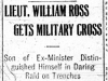 "Lieut. William Ross Gets Military Cross"