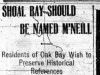 "Shoal Bay Should Be Named McNeill"