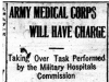 "Army Medical Corps Will Have Charge"