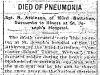 Soldier Dies of Pneumonia