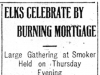 "Elks Celebrate By Burning Mortgage"