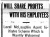 "Will Share Profits With His Employees"