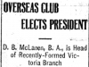"Overseas Club Elects President"