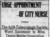 "Urge Appointment of City Nurse"