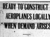 "Ready to Construct Aeroplanes Locally When Demand Arises"