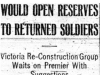 "Would Open Reserves to Returned Soldiers"