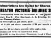 "Subscriptions are Invited for Shares in the Greater Victoria Building Society"