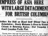 "Empress of Asia Here With Large Detachment for British Columbia"