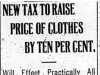 "New Tax to Raise Price of Clothes By Ten Per Cent"