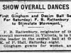 "Show Overall Dances: First Gingham and Denim Ball Set for Saturday; F.B. Rattenbury to Stimulate Movement"