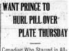 "Want Prince to Hurl Pill Over Plate Thursday"