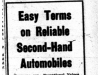 "Easy Terms on Reliable Second-Hand Automobiles"