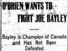 "O'Brien Wants to Fight Joe Bayley"