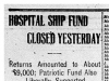 "Hospital Ship Fund Closed Yesterday"