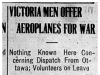 "Victoria Men Offer Aeroplanes for War"
