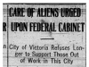 "Care of Aliens Urged Upon Federal Cabinet"