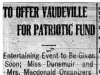 "To Offer Vaudeville for Patriotic Fund"
