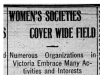 "Women's Societies Cover Wide Field"