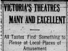 "Victoria's Theatres Many and Excellent"