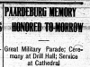 "Paardeberg Memory Honored Tomorrow"