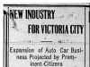 "New Industry for Victoria City"