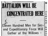 "Battalions Will Be Concentrated Here"