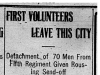 "First Volunteers Leave This City"