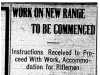 "Work on New Range to be Commenced"
