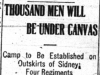 "Thousand Men Will Be Under Canvas"