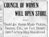 "Council of Women Will Open Store"