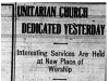"Unitarian Church Dedicated Yesterday"