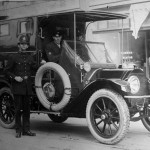 The first motorized police vehicle, this cadillac, was purchased in 1918 by Chief John Fry. Source: Image Courtesy of the Victoria Police Historical Society. Date: [ca. 1918]